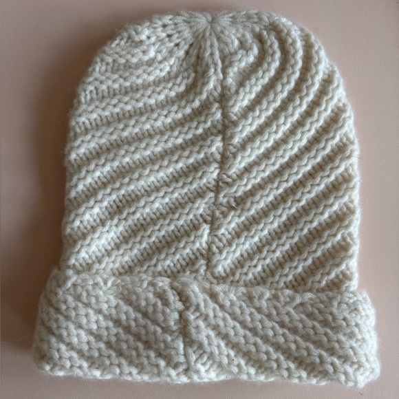 Anthropologie Cream Cashmere Beanie Hat NWT